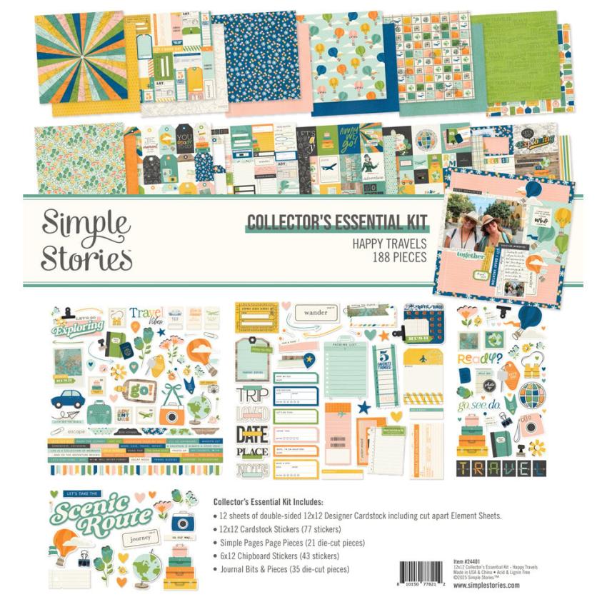 Simple Stories - Collectors Essential Kit "Happy Travels" 12 Bogen Designpapier