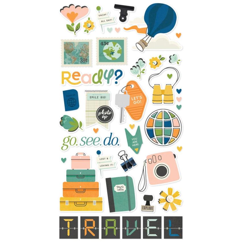 Simple Stories - Aufkleber "Happy Travels" Chipboard Sticker 