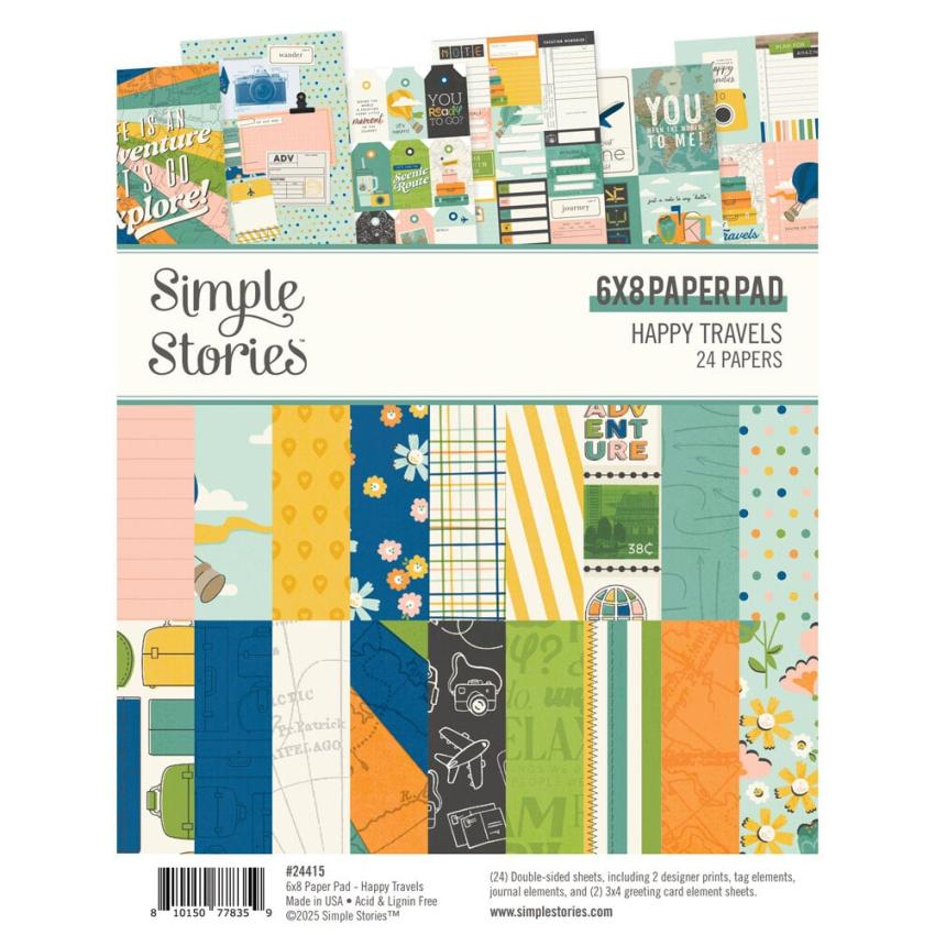 Simple Stories - Designpapier "Happy Travels" Paper Pack 6x8 Inch - 24 Bogen
