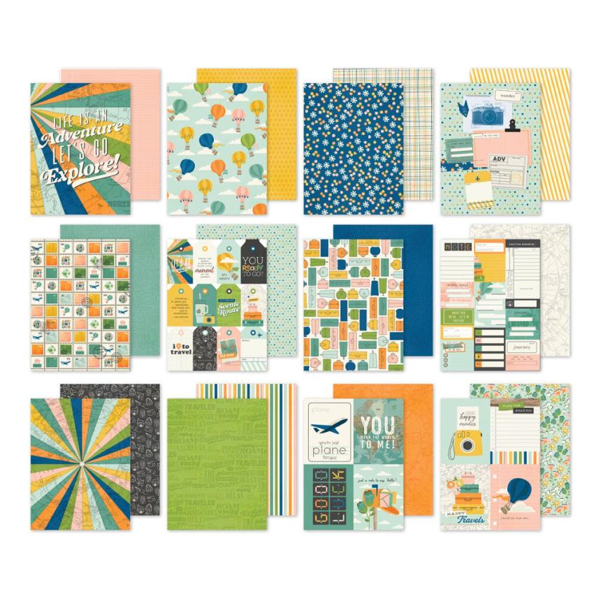 Simple Stories - Designpapier "Happy Travels" Paper Pack 6x8 Inch - 24 Bogen