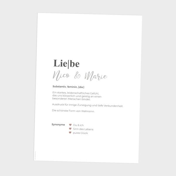 Definitionsposter "Liebe 1" | Geschenkidee | Personalisiert  | individuelles Bild | Wörterbuch