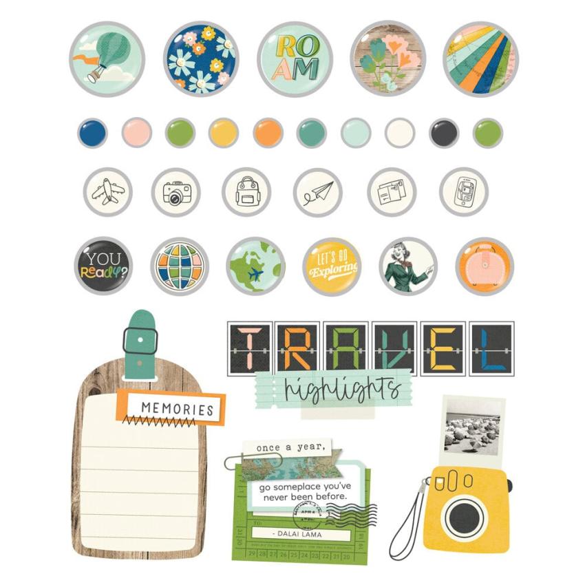Simple Stories - Decorative Brads "Happy Travels" 
