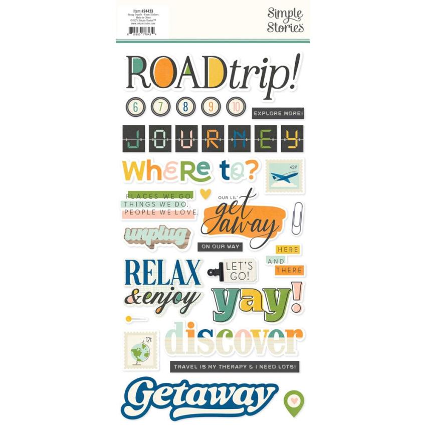 Simple Stories - Aufkleber "Happy Travels" Foam Sticker