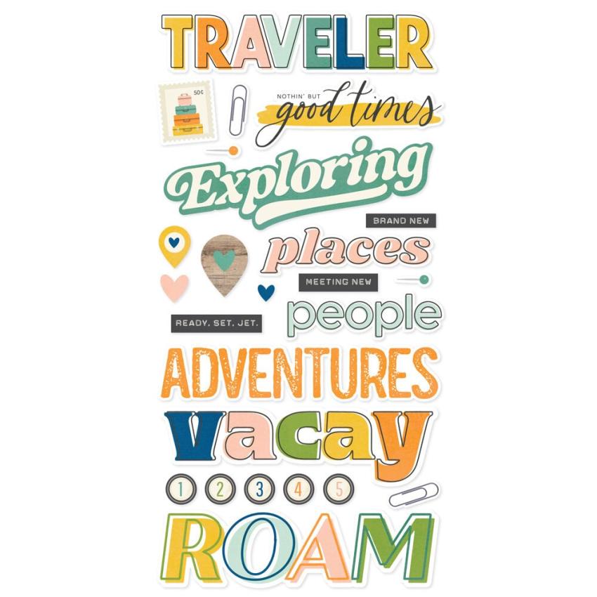 Simple Stories - Aufkleber "Happy Travels" Foam Sticker