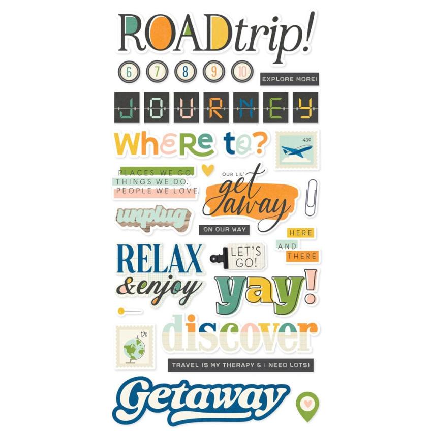 Simple Stories - Aufkleber "Happy Travels" Foam Sticker