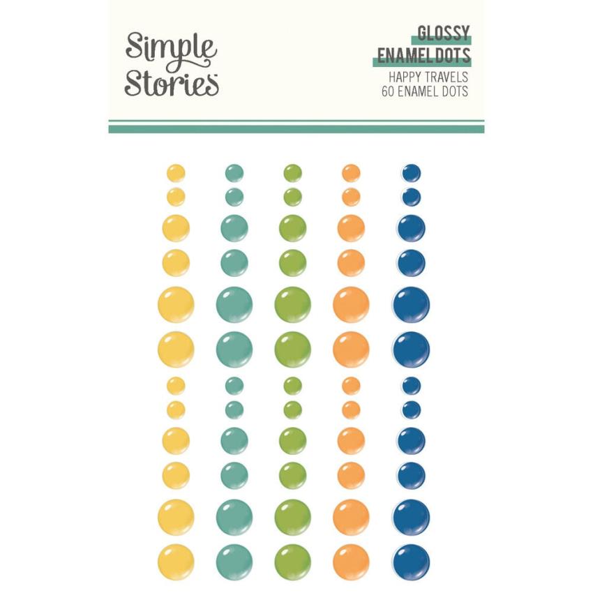 Simple Stories - Enamel Dots "Happy Travels" 60 Stück 