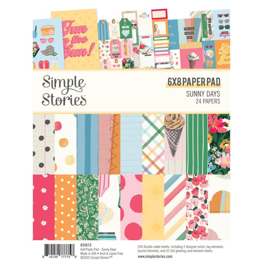 Simple Stories - Designpapier "Sunny Days" Paper Pack 6x8 Inch - 24 Bogen