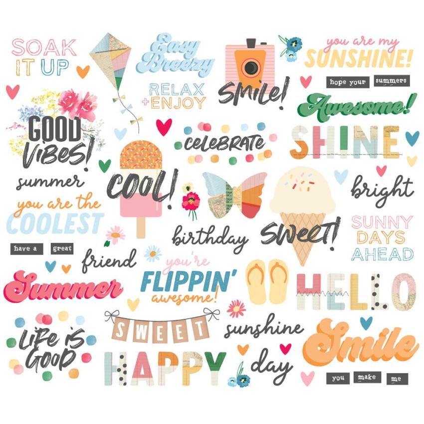 Simple Stories - Stanzteile "Sunny Days" Sentiment Bits & Pieces 
