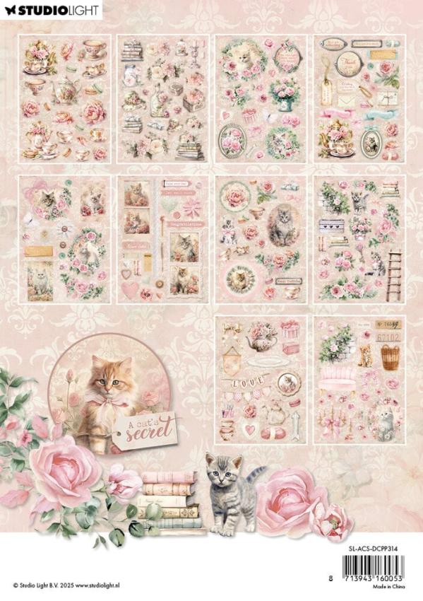 Studio Light - Stanzteile "A Cat's Secret" Die Cut Block - 20 Bogen