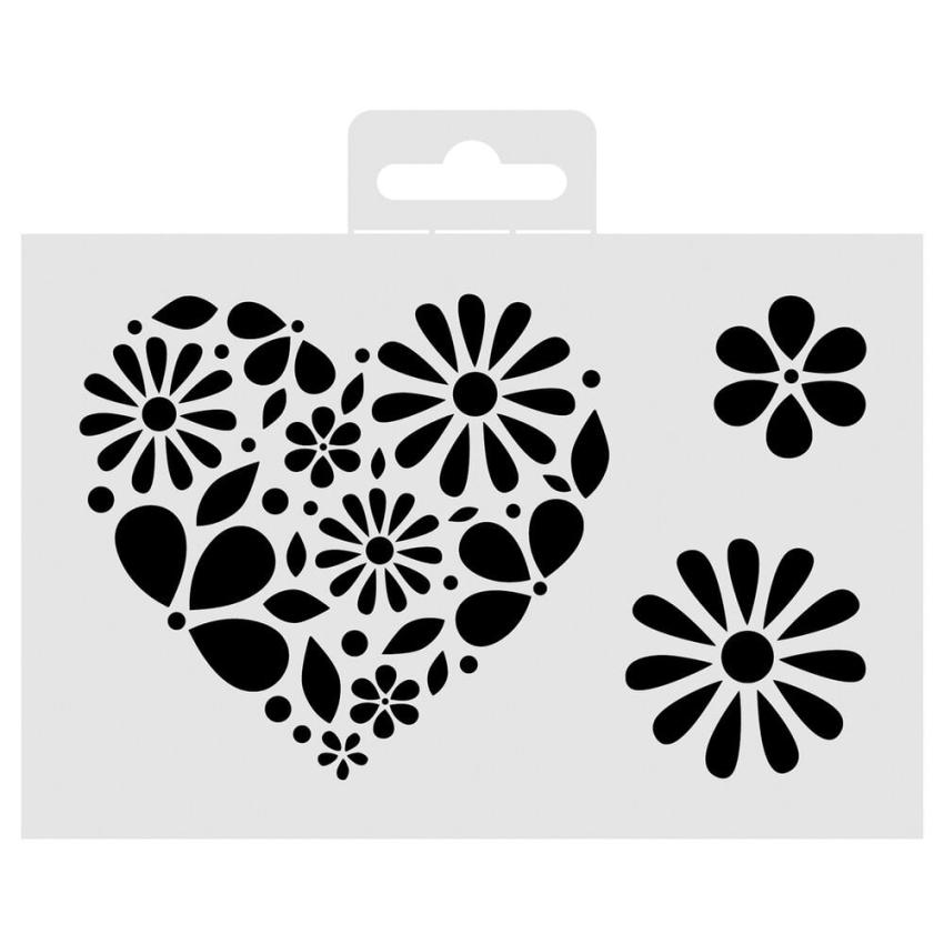 Aladine - Schablone 10x15cm "Heart Of Flowers" Stencil