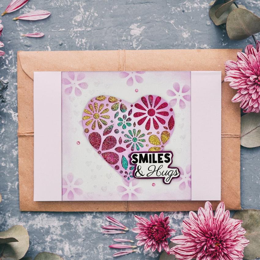 Aladine - Schablone 10x15cm "Heart Of Flowers" Stencil