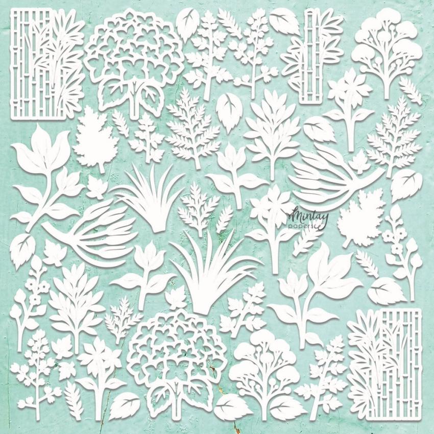 Mintay Papers - Stanzteile "Flora Filigree 1" Chipboard - Chippies Decor 12x12 Inch