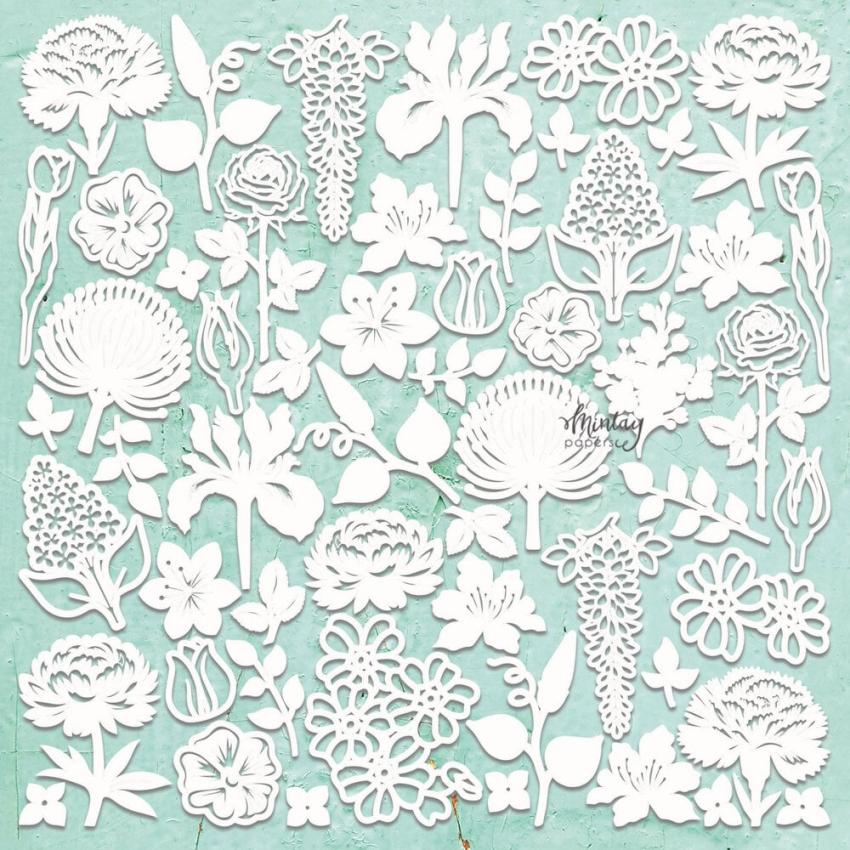 Mintay Papers - Stanzteile "Flora Filigree 2" Chipboard - Chippies Decor 12x12 Inch