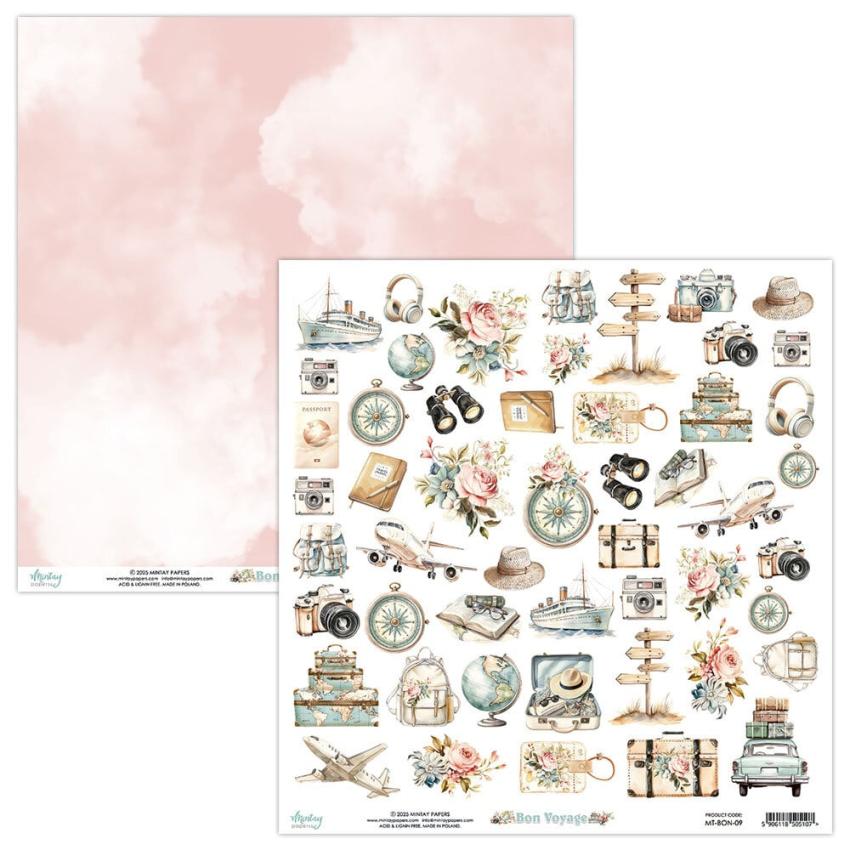 Mintay Papers - Papier Elemente "Bon Voyage" Paper Elements 12x12 Inch