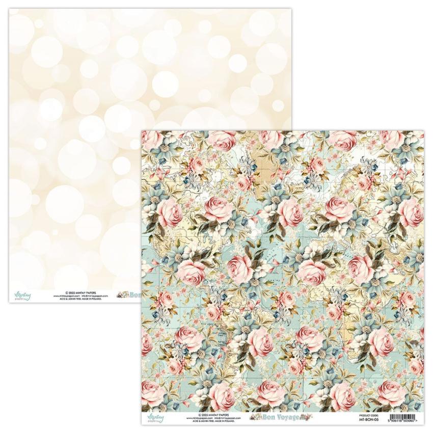 Mintay Papers - Designpapier "Bon Voyage" Scrapbooking Paper Pad 12x12 Inch - 12 Bogen
