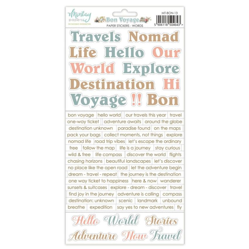 Mintay Papers - Aufkleber "Bon Voyage" Paper Sticker Words 6x12 Inch