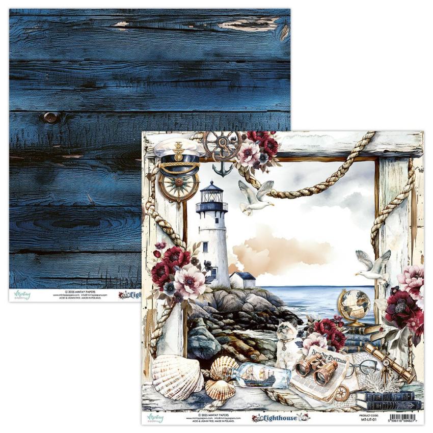 Mintay Papers - Designpapier "Lighthouse" Scrapbooking Paper Pad 8x8 Inch - 24 Bogen