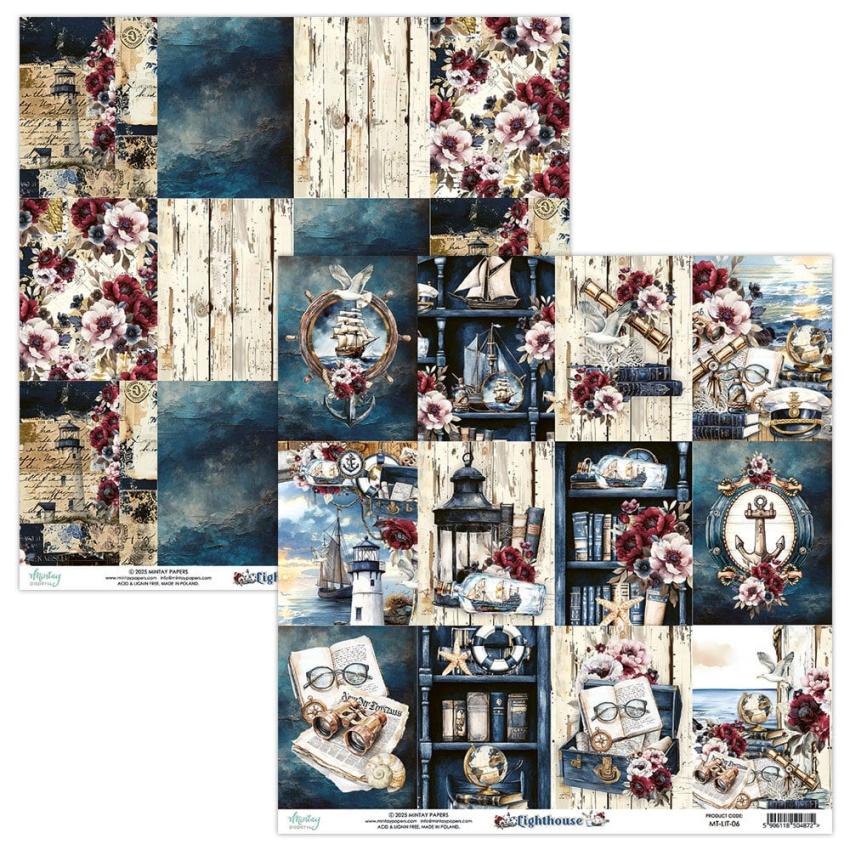 Mintay Papers - Designpapier "Lighthouse" Scrapbooking Paper Pad 8x8 Inch - 24 Bogen