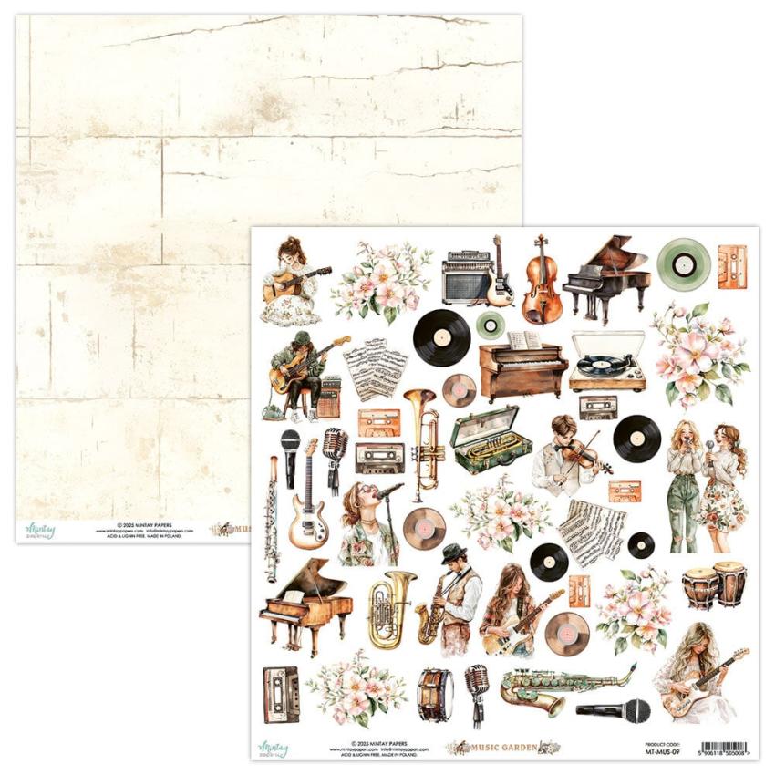 Mintay Papers - Papier Elemente "Music Garden" Paper Elements 12x12 Inch