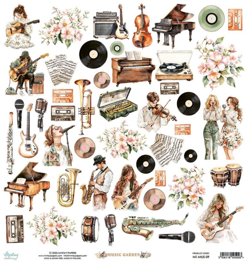 Mintay Papers - Papier Elemente "Music Garden" Paper Elements 12x12 Inch