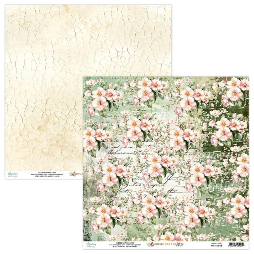 Mintay Papers - Designpapier "Music Garden" Scrapbooking Paper Pad 12x12 Inch - 12 Bogen