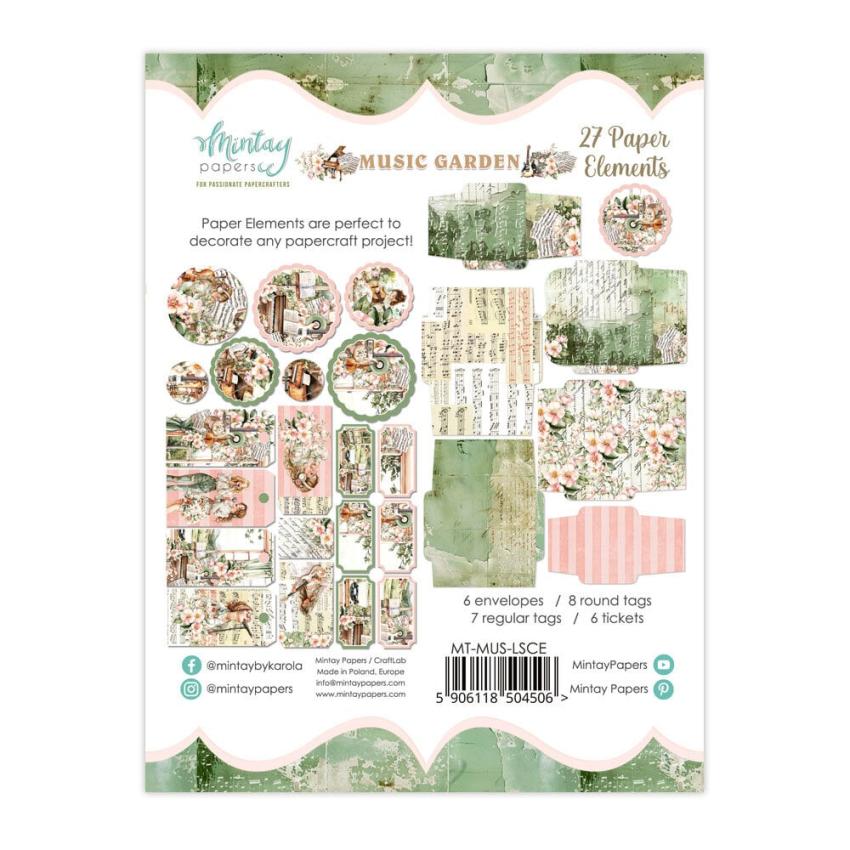 Mintay Papers - Papier Elemente - Stanzteile "Music Garden" Paper Elements 6x8 Inch