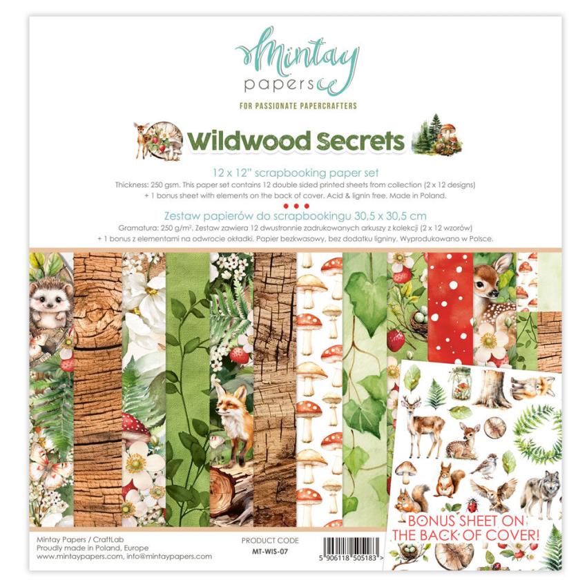 Mintay Papers - Designpapier "Wildwood Secrets" Scrapbooking Paper Pad 12x12 Inch - 12 Bogen