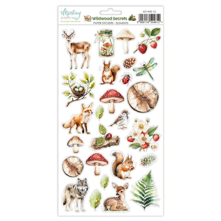 Mintay Papers - Aufkleber "Wildwood Secrets" Paper Sticker Elements 6x12 Inch