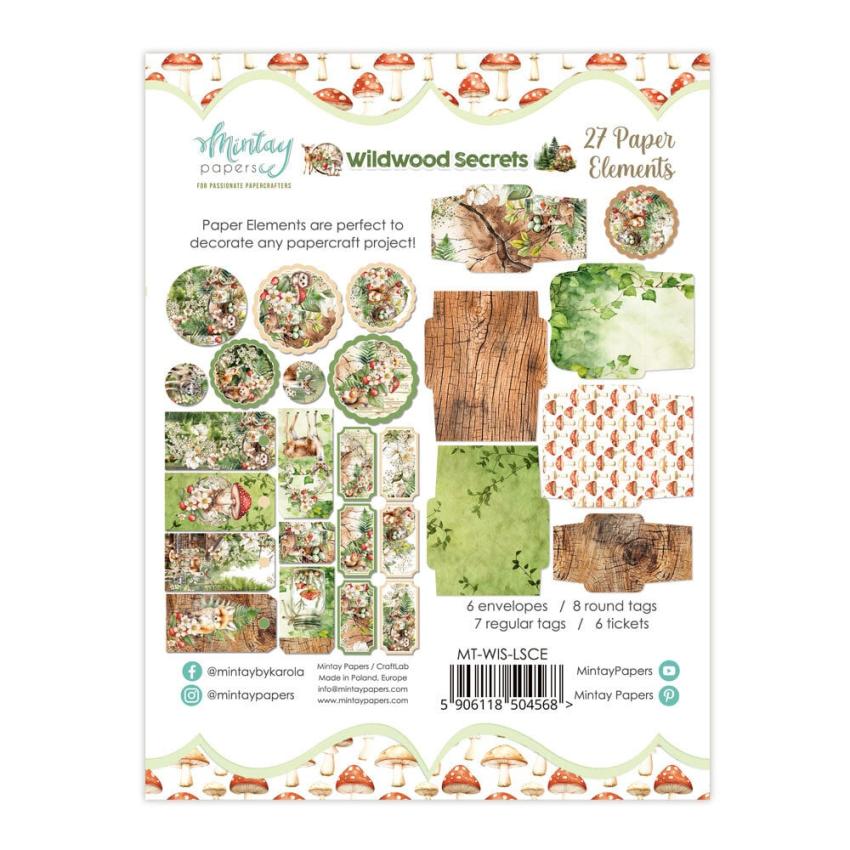 Mintay Papers - Papier Elemente - Stanzteile "Wildwood Secrets" Paper Elements 6x8 Inch