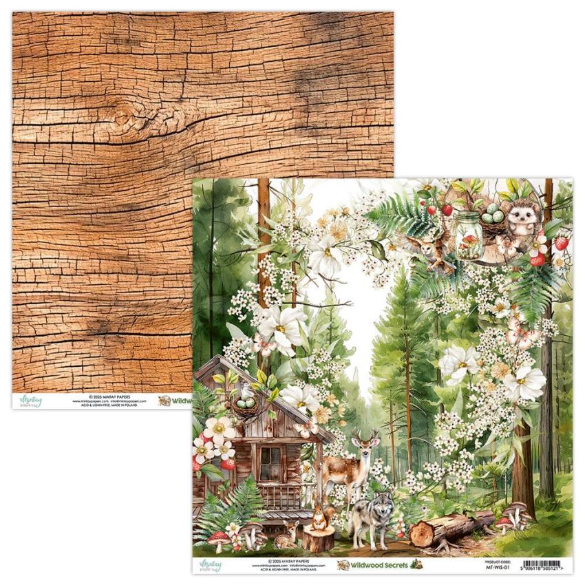 Mintay Papers - Designpapier "Wildwood Secrets" Scrapbooking Paper Pad 8x8 Inch - 24 Bogen
