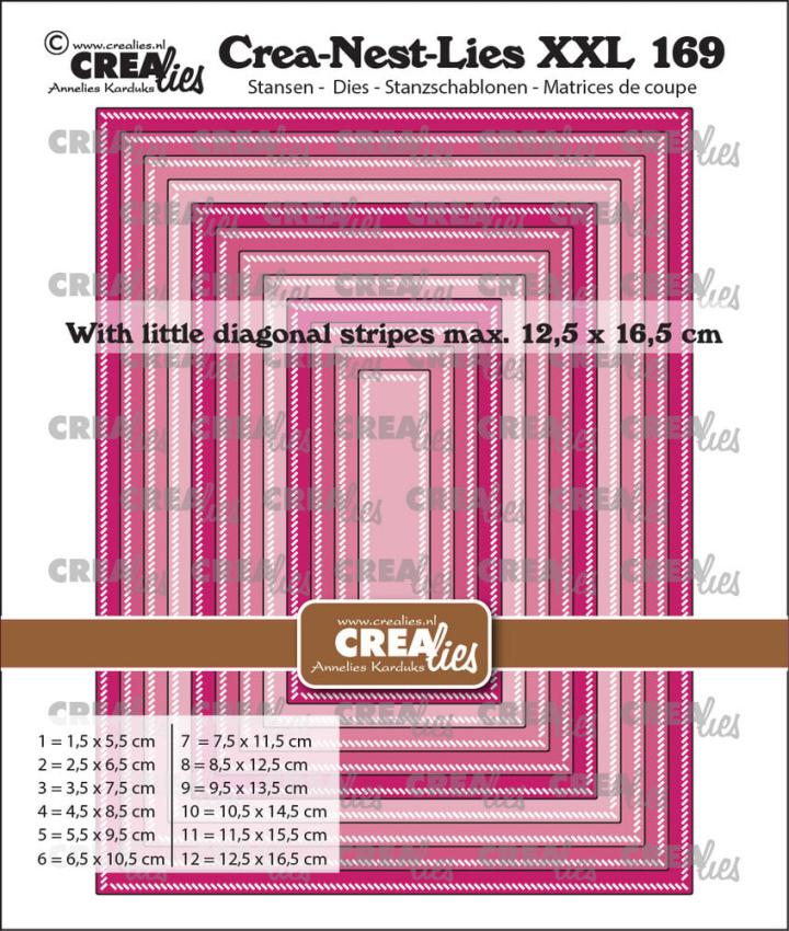 Crealies - Stanzschablone "No. 169 Rectangles with Little Diagonal Stripes" Crea-Nest-Lies XXL Dies