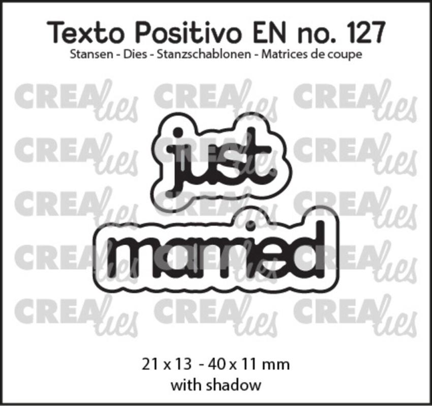 Crealies - Stanzschablone "Just Married" Texto Positivo Dies