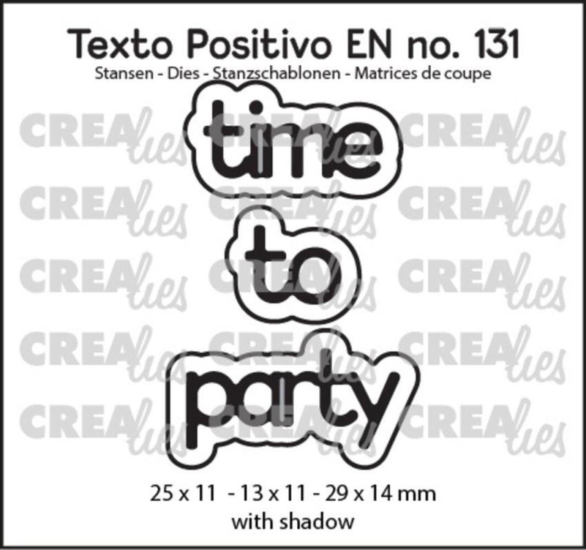 Crealies - Stanzschablone "Time To Party" Texto Positivo Dies