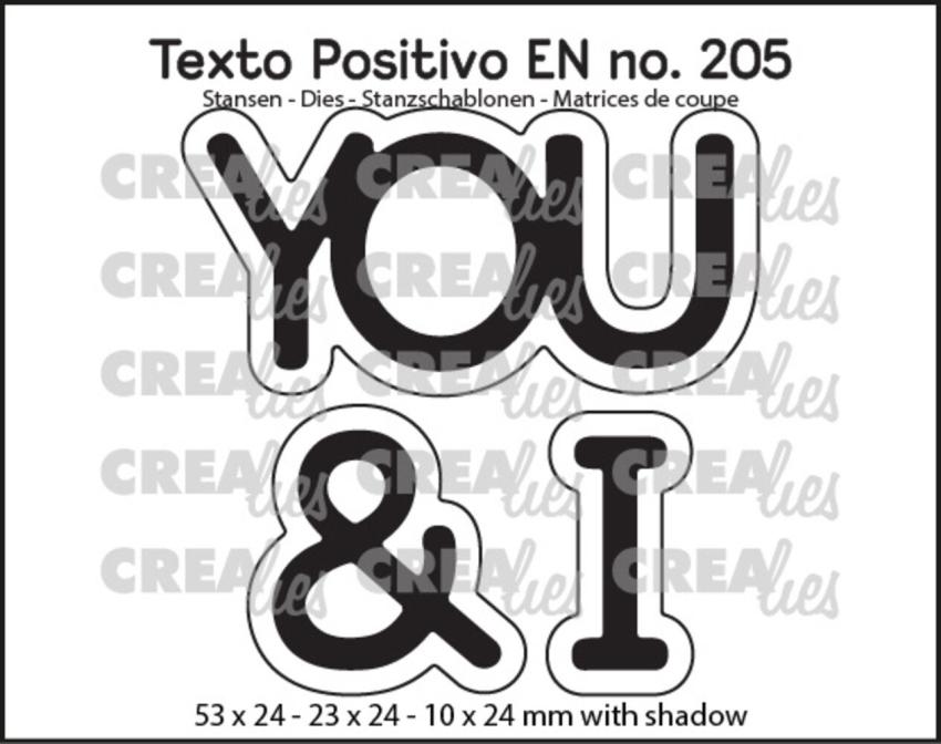Crealies - Stanzschablone "You & I" Texto Positivo Dies