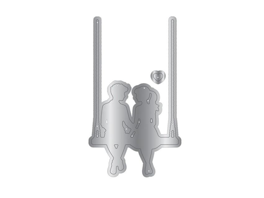 Crafters Companion - Stempelset, Stanzschablone & Schablone "Swing Into Happiness" Stamp, Dies & Stencil