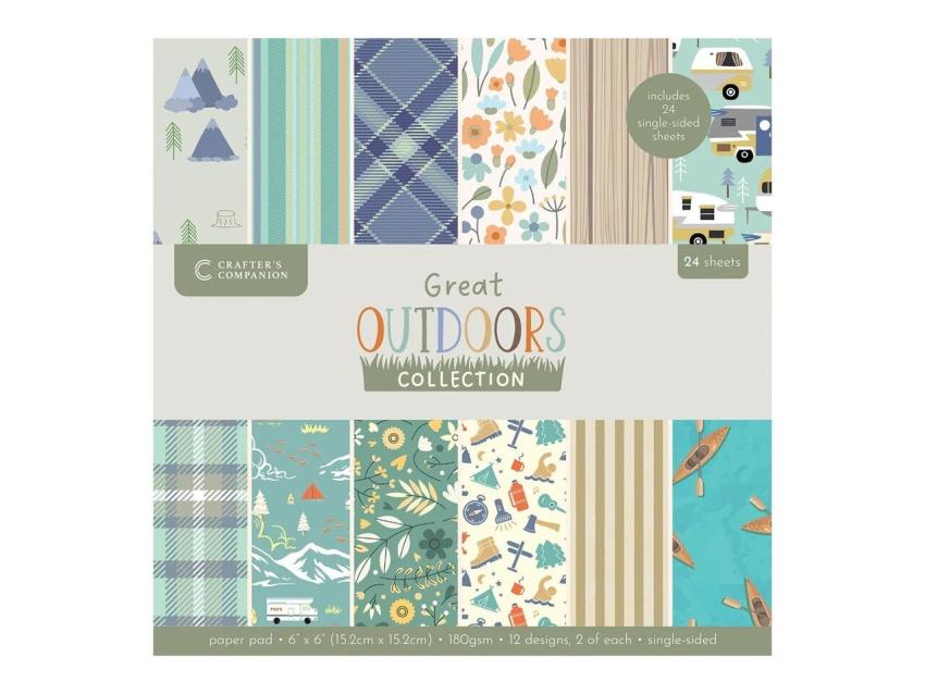 Crafters Companion - Designpapier "The Great Outdoors" Paper Pack 6x6 Inch - 24 Bogen