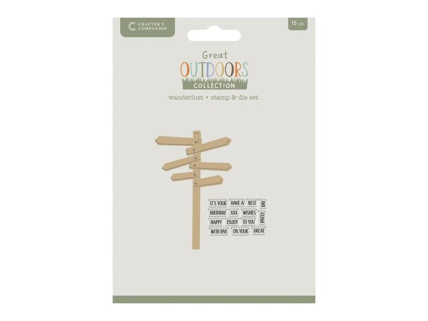 Crafters Companion - Stempelset & Stanzschablone "Wander Lust" Stamp & Dies