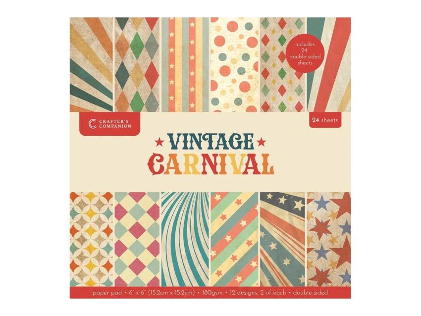 Crafters Companion - Designpapier "Vintage Carnival" Paper Pack 6x6 Inch - 24 Bogen