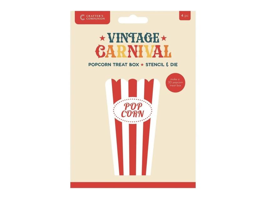 Crafters Companion - Stanzschablone & Schablone "Popcorn Treat Box" Dies & Stencil