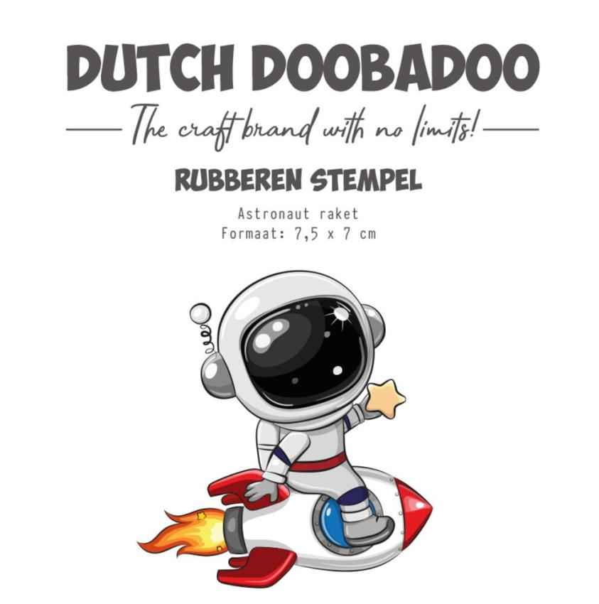 Dutch Doobadoo - Gummistempel "Astronaut Raket" Rubber Stamp 7,5x7cm
