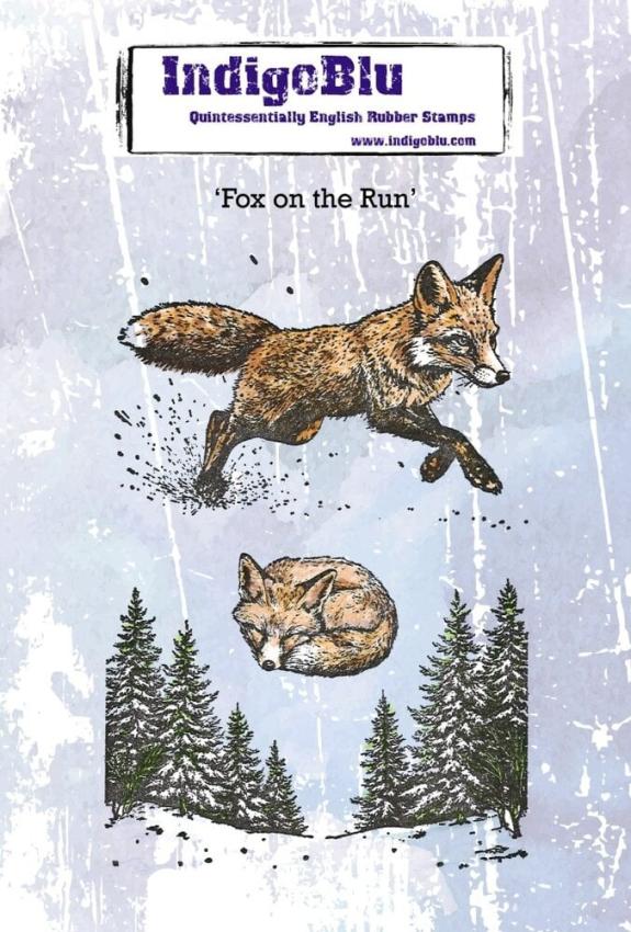 IndigoBlu - Gummistempel Set "Fox on the Run" A6 Rubber Stamp