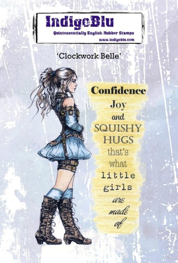 IndigoBlu - Gummistempel Set "Clockwork Belle" A6 Rubber Stamp