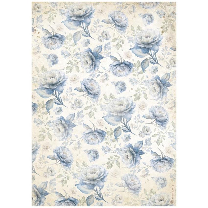 Stamperia - Decopatch Papier "Blue Flowers Pattern" Decoupage A4 - 6 Bogen  
