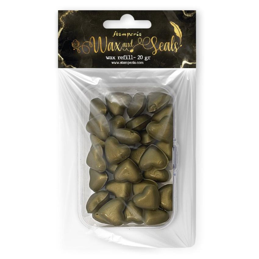 Stamperia - Wachsperlen "Heart Shape Old Gold " Wax and Seals Beads 20g