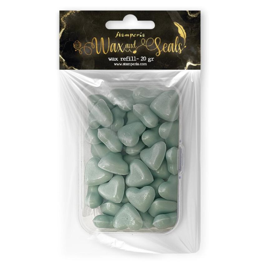 Stamperia - Wachsperlen "Heart Shape Pastel Blue" Wax and Seals Beads 20g