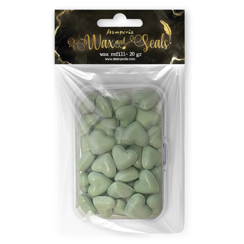 Stamperia - Wachsperlen "Heart Shape Pastel Mint" Wax and Seals Beads 20g