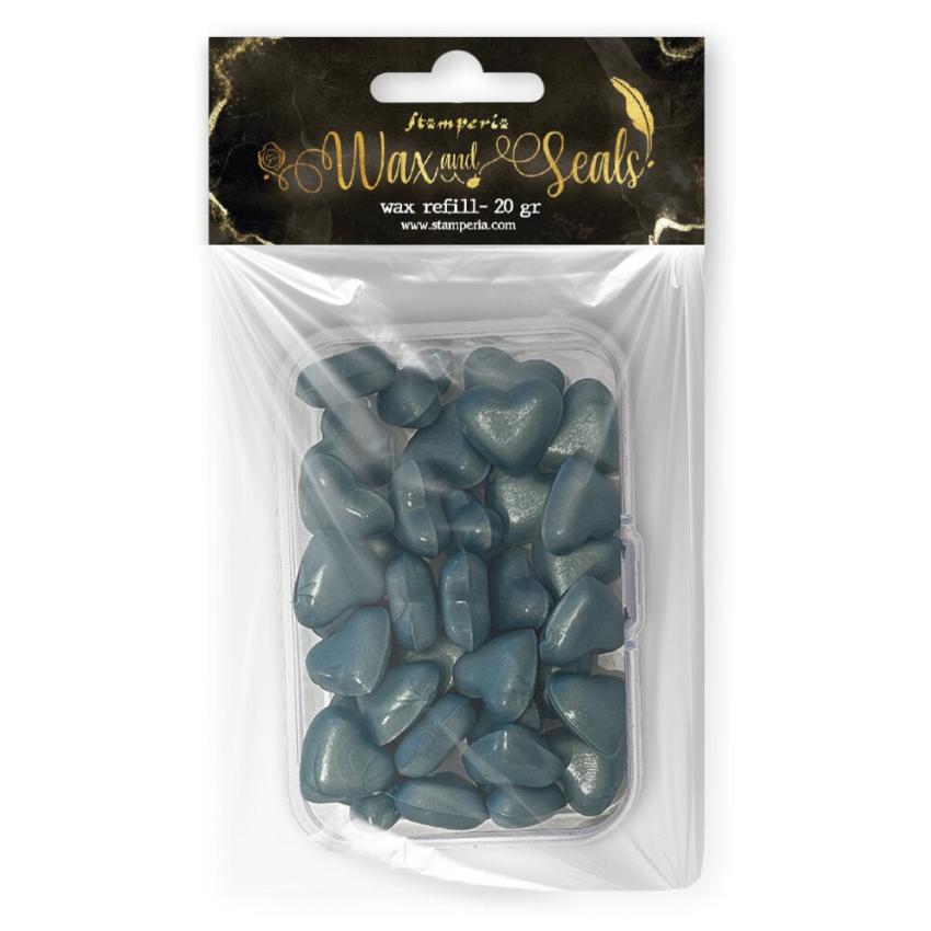 Stamperia - Wachsperlen "Heart Shape Pearl Blue" Wax and Seals Beads 20g