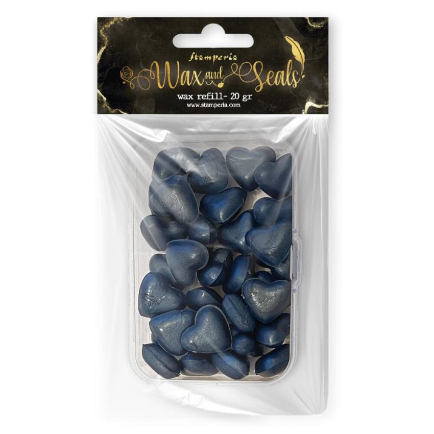 Stamperia - Wachsperlen "Heart Shape Pearl Deep Blue" Wax and Seals Beads 20g