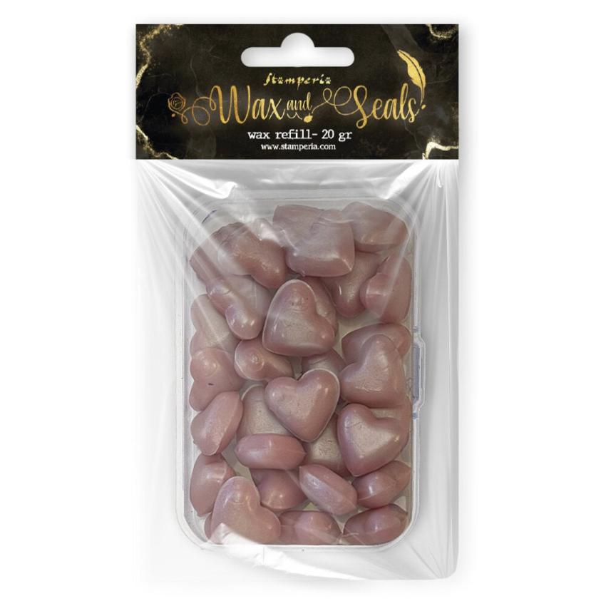 Stamperia - Wachsperlen "Heart Shape Pearl Pink" Wax and Seals Beads 20g