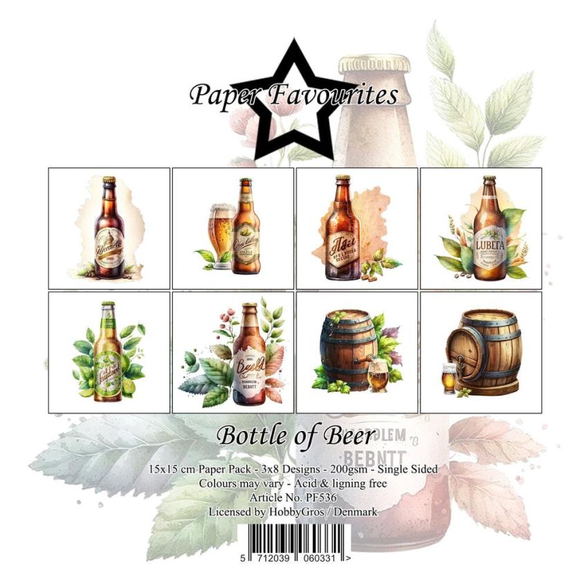 Paper Favourites - Designpapier "Bottle of Beer" Paper Pack 6x6 Inch - 24 Bogen